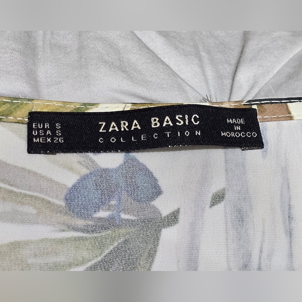 ZARA NWT Basic Collection Knot Satin Floral Dress Women's Size Small - Picture 9 of 13